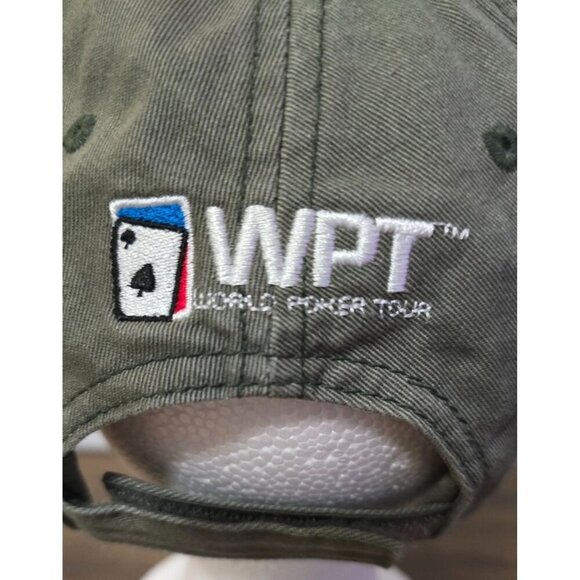 Big Nuts Texas Hold Em Adjustable Baseball Cap WPT Logo Olive Green Cotton Hat - Picture 7 of 11